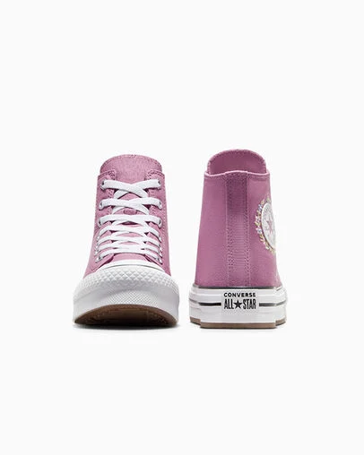 Chuck Taylor All Star EVA Lift Platform Feline Florals Dreamy Dahlia/White/Black, Heel View