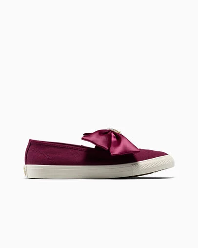 Chuck Taylor All Star Dainty Ballerina Charms Deep Bordeaux/Egret/Gold, Outer Side View