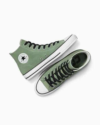 CONS Chuck Taylor All Star Pro Suede Foothill Green/Black/White, Angled View