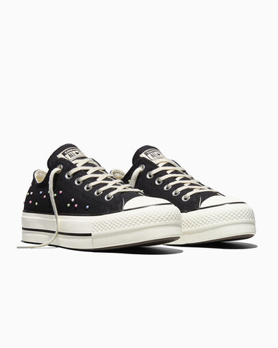 Chuck Taylor All Star Lift Platform Mini Studs Black/Pink/Fresh Cut Green, Top and Side View