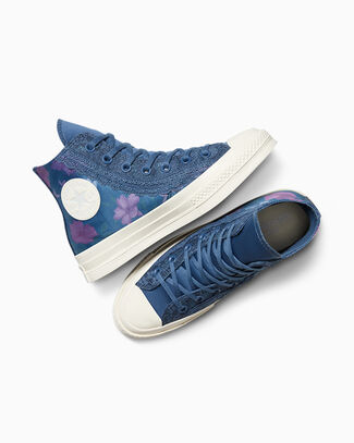Chuck 70 Floral Satin Slacker Blue/Egret/Obsidian, Outer Side View