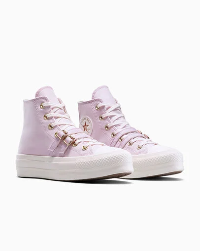 Chuck Taylor All Star Lift Platform Buckle Summit Pink/Egret/Black, Top and Side View