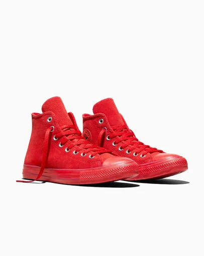 Chuck Taylor All Star Suede University Red/Green, Top and Side View