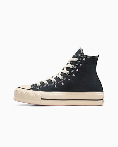 Chuck Taylor All Star Lift Platform Embroidered Stars Black/Lotus Pink/Egret, Inner Side View