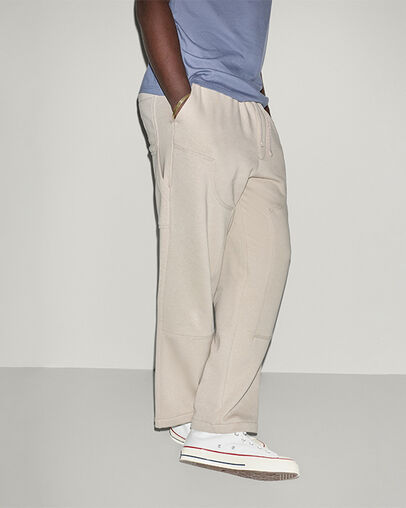 Double Knee Relaxed Sweatpants Papyrus, Back View