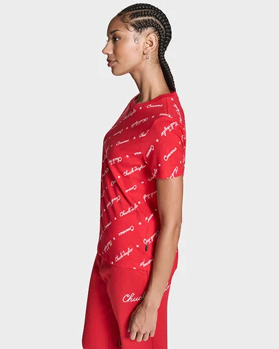 Chuck Taylor All-Over Script T-Shirt Converse Red, Back View