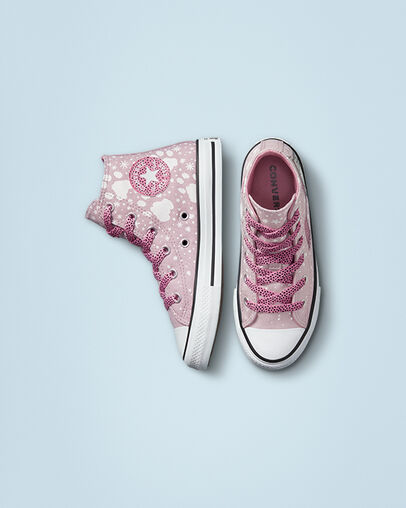 Chuck Taylor All Star Snowy Leopard Himalayan Salt/Magic Flamingo, Top and Side View