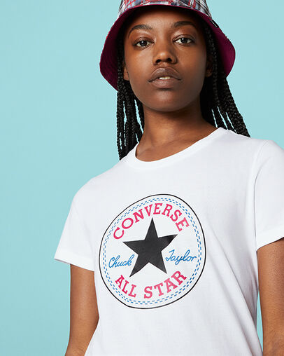 Chuck Taylor Patch Nova Crew Neck Short Sleeve T-Shirt White, Detail View