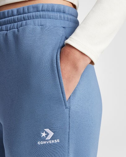 Converse Go-To Embroidered Star Chevron Standard-Fit Fleece Sweatpant Lakeside Blue, Detail View