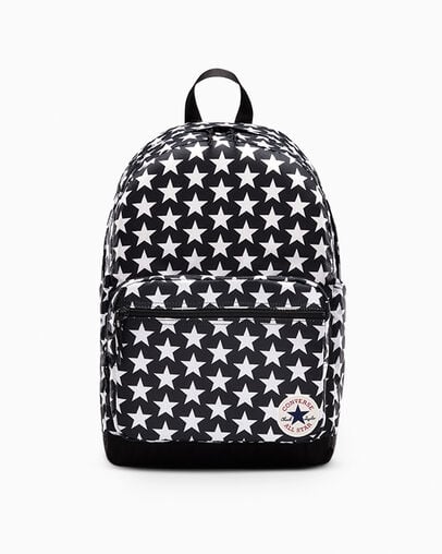 Patterned GO 2 Backpack Converse Black And White Stars, Front View