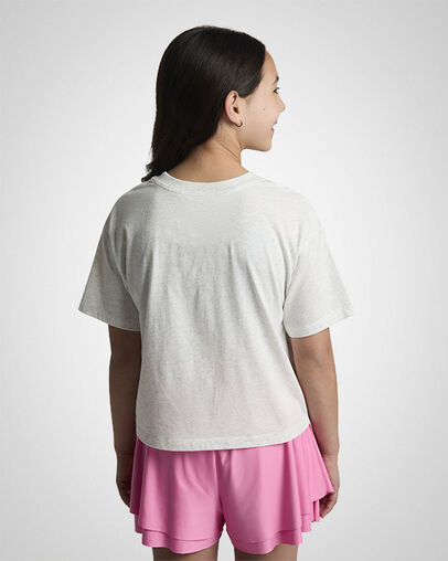 Boxy T-Shirt Birch Heather/Slacker Blue, Back View