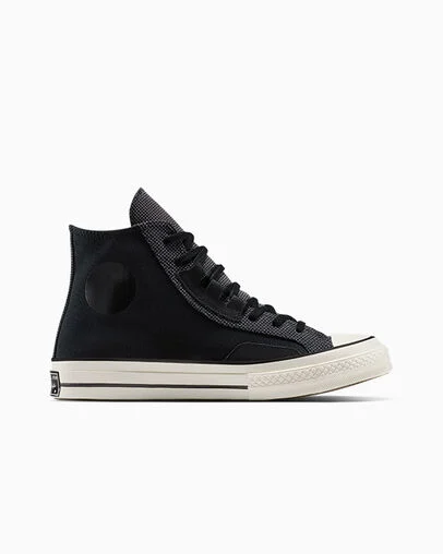 Chuck 70 Heavy Canvas Black/Total Eclipse/Egret, Outer Side View