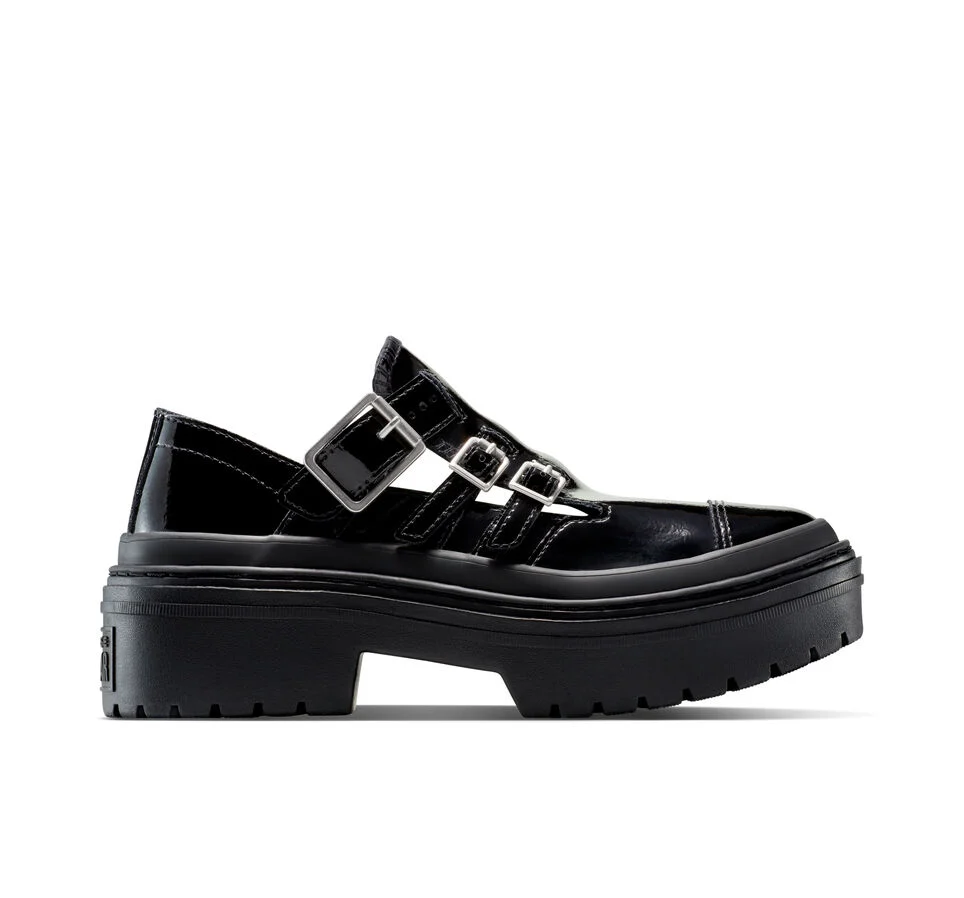 Chuck Taylor All Star Lugged Heel Mary Jane Platform Patent Leather Black/Black/Egret