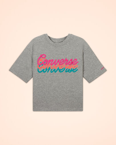 Signature Repeat Boxy Tee Dk Grey Heather