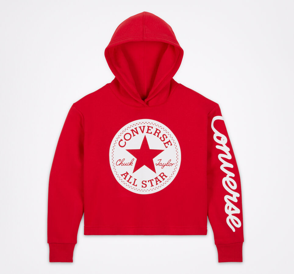 Chuck Taylor Patch Cropped Pullover Hoodie Enamel Red