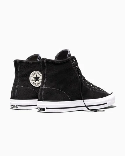 CONS Chuck Taylor All Star Pro Suede Black/Black/White, Heel View
