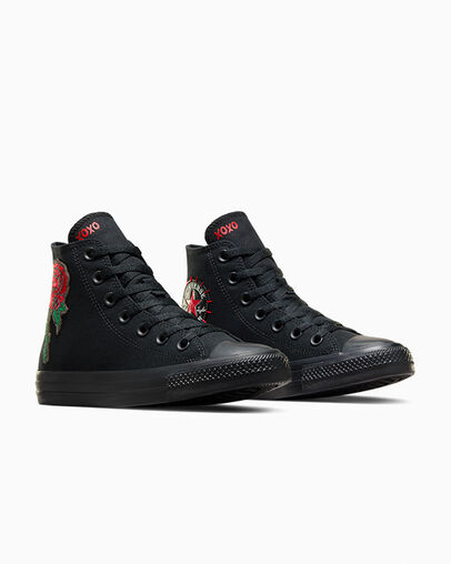 Chuck Taylor All Star Rose Black/Red/Green, Top and Side View