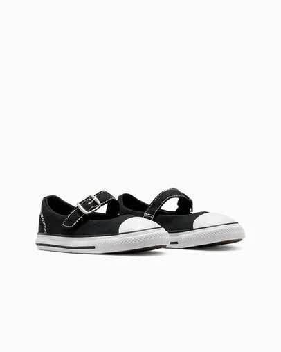 Chuck Taylor All Star Dainty Mary Jane Black/White/Black, Top and Side View
