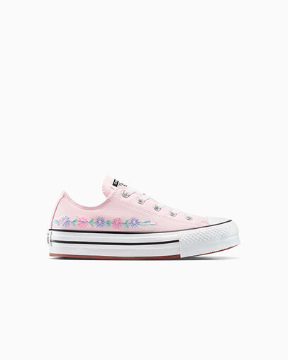 Chuck Taylor All Star EVA Lift Platform Embroidered Florals Sugar Berry/White/Black, Outer Side View