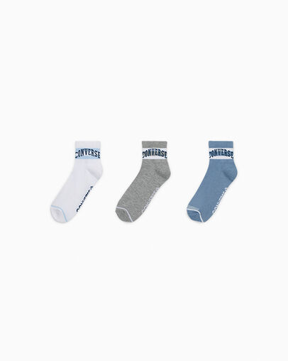 3-Pack Varsity Quarter Socks Thunder Daze Blue/Light Grey Heather/White, Front View