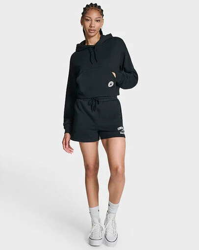 Chuck Taylor All Star Cropped Hoodie Black, Full Body View