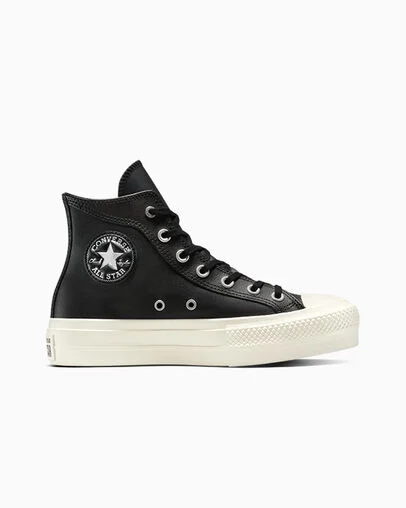 Chuck Taylor All Star Platform Western Glam Black/Egret/Silver, Outer Side View