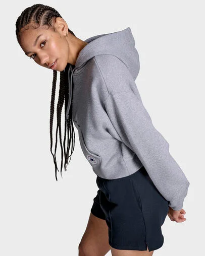 Chuck Taylor All Star Cropped Hoodie Vintage Grey Heather, Detail View