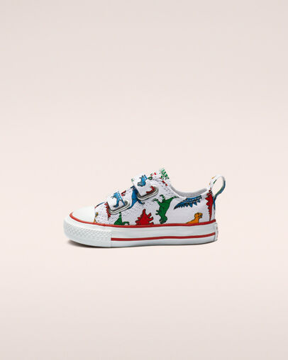 Chuck Taylor All Star Hook and Loop Dinoverse Low Top White/Enamel Red/Totally Blue