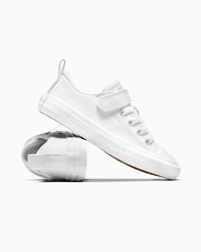 Chuck Taylor All Star Malden Street Easy-On Leather White/White/Mouse, Detail Angle View