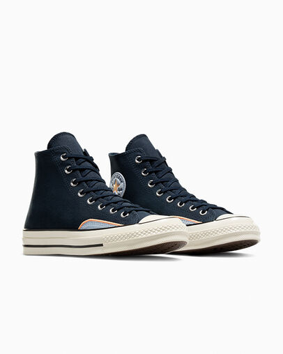 Chuck 70 Canvas & Suede Into The Void Black /Out Of The Blue, Top and Side View