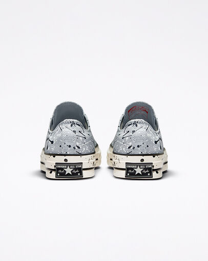Chuck 70 Archive Paint Splatter Ash Stone/Black/White, Heel View