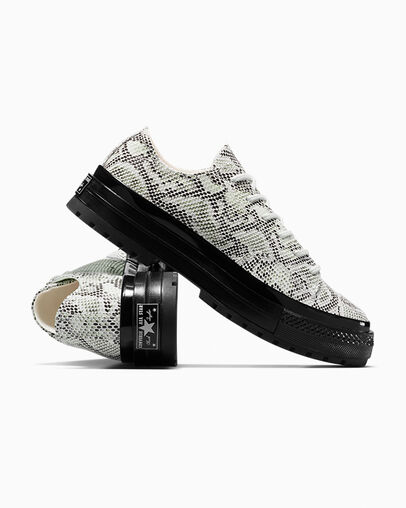 Chuck 70 National Suede Snake Print Barely Grey/Black/Barely Grey, Detail Angle View