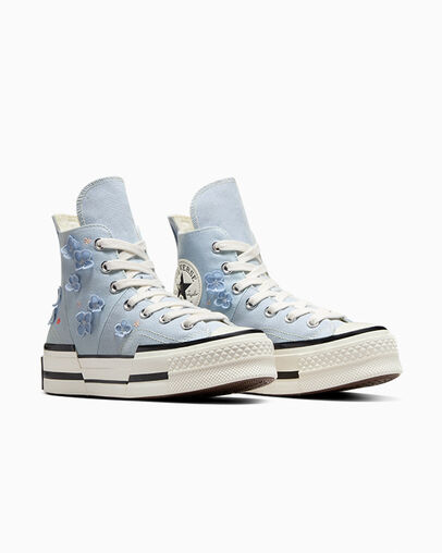 Chuck 70 Plus 3D Flowers Cloudy Daze Grey/Egret/Black, Top and Side View