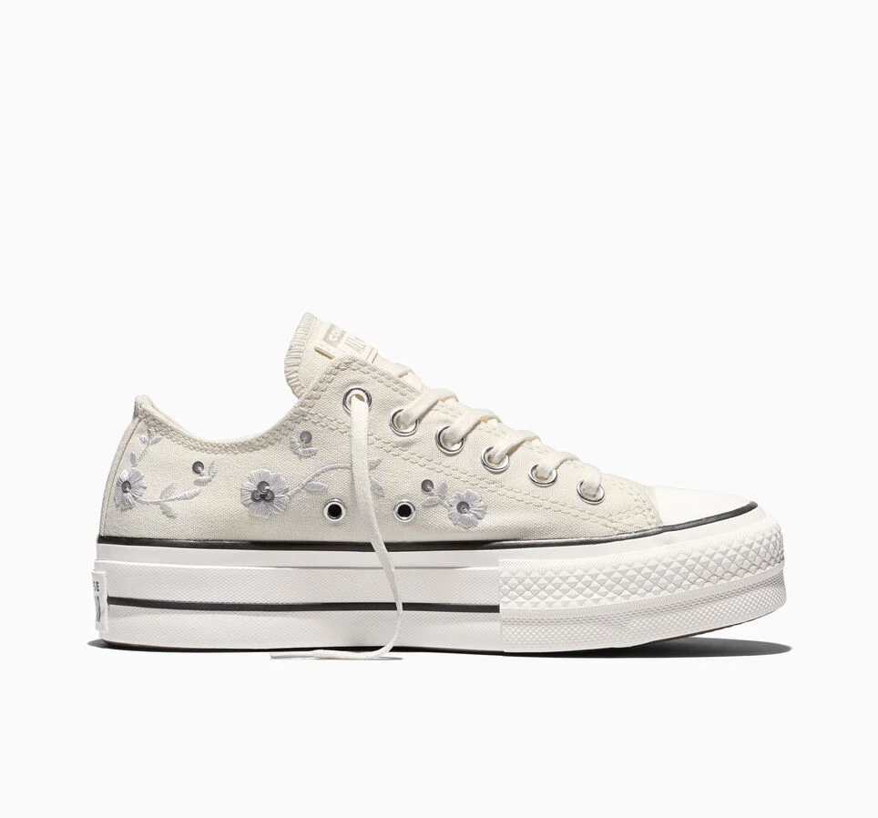 Chuck Taylor All Star Lift Platform Sequin Flowers Vintage White/Barely Grey