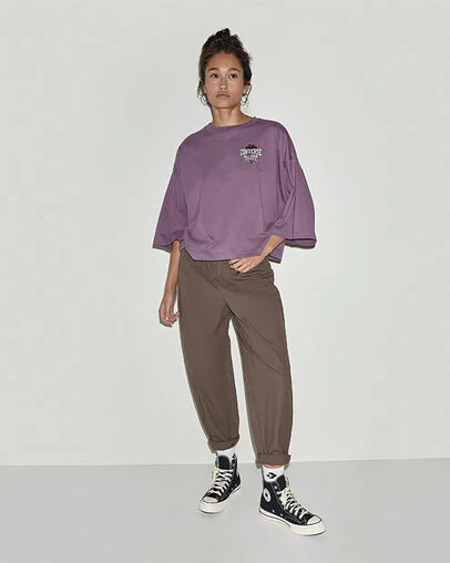 Floral Emblem Short-Sleeve Relaxed T-Shirt Hypnotic Mauve, Detail View