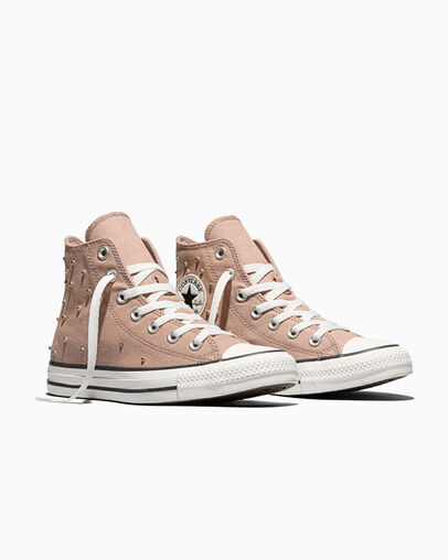 Chuck Taylor All Star Mini Studs Dried Earth Brown/Vintage White/Black, Top and Side View