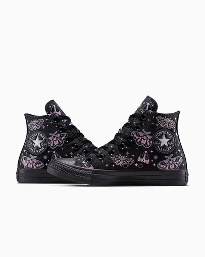 Chuck Taylor All Star Glow In The Dark Moths Black/Black/Cliffside Rose, Detail Angle View