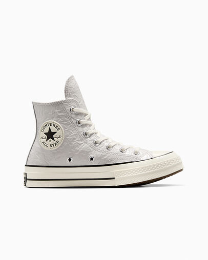 Chuck 70 Crinkled Leather Barely Grey/Egret/Black, Outer Side View