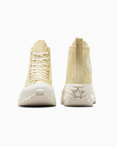 Run Star Hike Platform Golden Butterfly Lemon Drop/Vintage White/Egret, Heel View