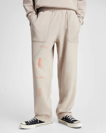 Premium Logo Loose-Fit Sweatpants Papyrus, Front View