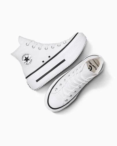 Chuck Taylor All Star Lift Double Stack Platform Canvas White/Black/White, Angled View