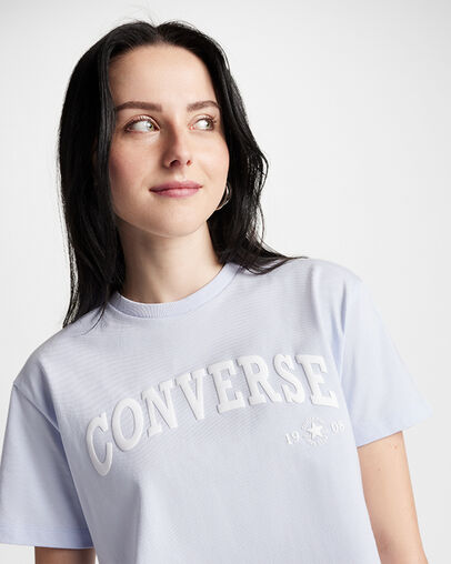 Cropped Collegiate Cropped T-Shirt Blueberry Ice, Detail View