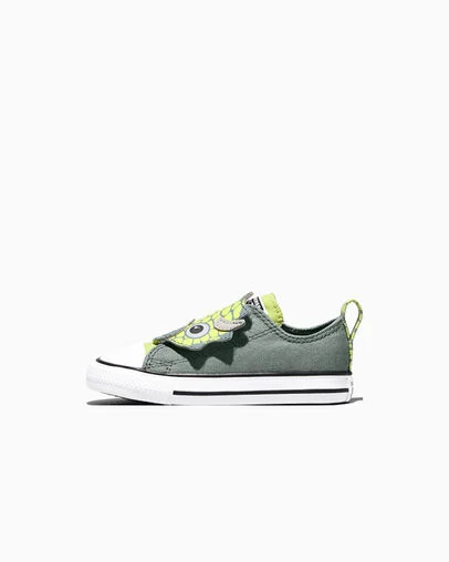Chuck Taylor All Star One Strap Dinos Easy-On Mineral Brew Grey/Neon Mantis Green/White, Inner Side View