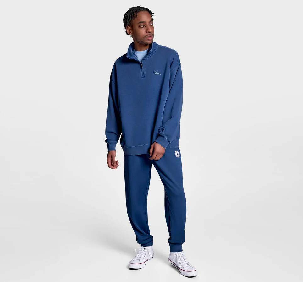 Loose-Fit Sneaker Patch Half-Zip Slacker Blue