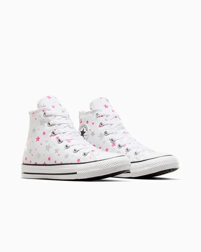 Chuck Taylor All Star Sparkle White/Prime Pink/White, Top and Side View