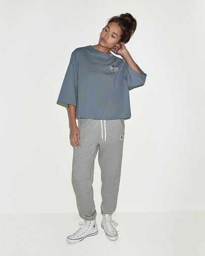 Floral Emblem Short-Sleeve Relaxed T-Shirt Grey New World, Detail View