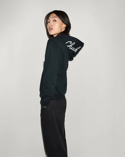 Signature Zip-Up Hoodie Converse Black, Back View