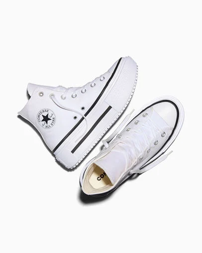 Chuck Taylor All Star Lift Double Stack Platform Canvas White/Black/White, Angled View