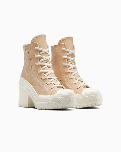 Chuck 70 De Luxe Heel Platform Western Glam Epic Dune/Egret/Black, Top and Side View