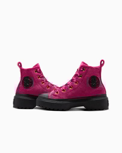 Chuck Taylor All Star Lugged Lift Platform Velvet Legend Berry/Black/Black, Detail Angle View